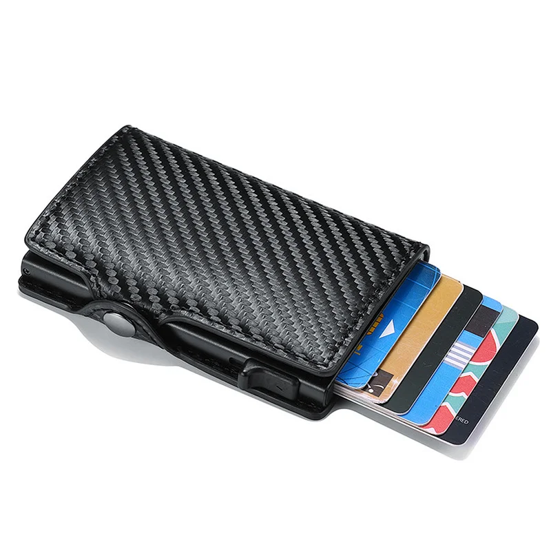 Hot selling high quality aluminum card holder leather card holder leather pop up high quality credit card holder rfid push