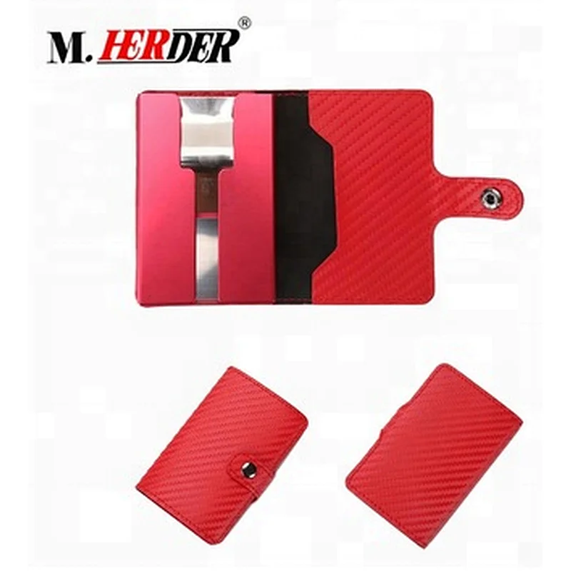 Factory customized lock debit card holder genuine leather RFID
