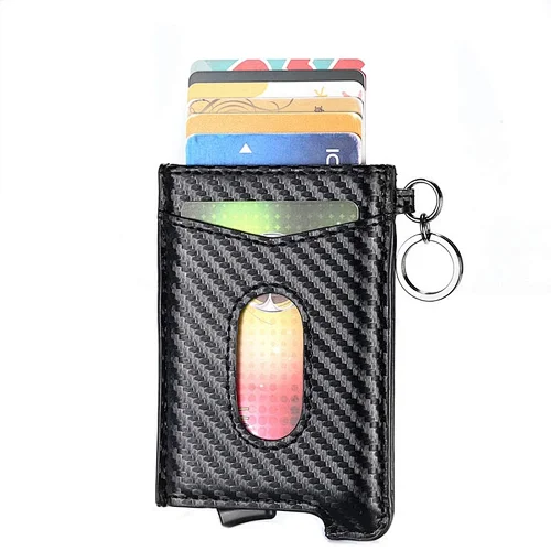 Credit card holder keychain custom logo credit card holder rfid blocking sleeve blocking metal wallets for men with money clip