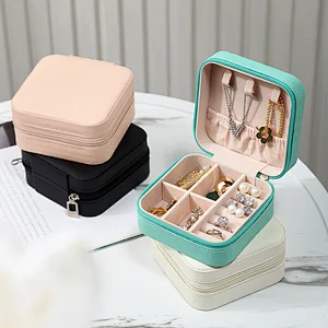 Bagsplaza custom luxury mini cow leather makeup jewelry travel organizer box bag