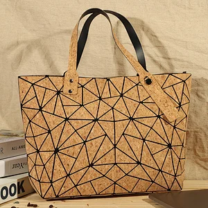 Patchwork cork tote bag women fashion item with tassel handbag popular design