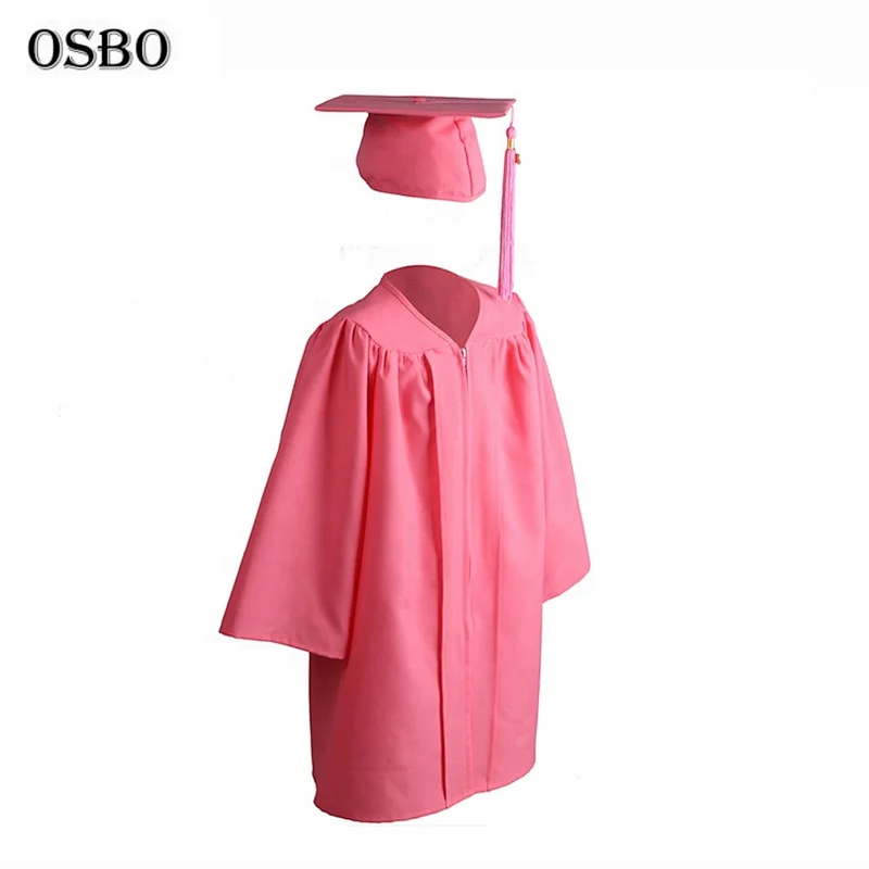 2019 Pink wholesale hot sell children graduation gown robe set with cap