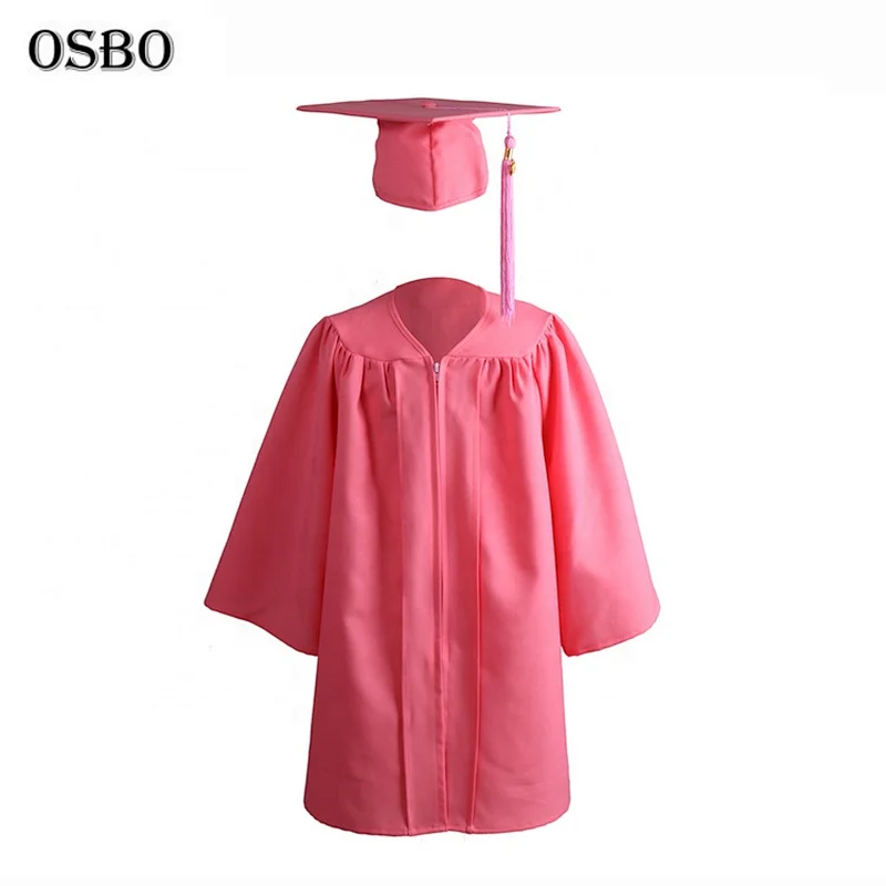 2019 Pink wholesale hot sell children graduation gown robe set with cap