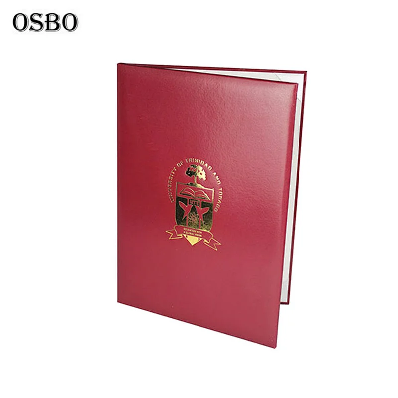 Low Price Best Selling Pu Leather Certificate Holder Diploma Cover