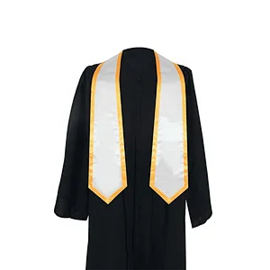 Wholesale Golden With white Graduation stole and Sash for adult