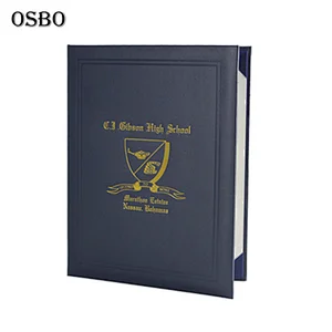 A4 Diploma customized pu leather school certificate cover holder