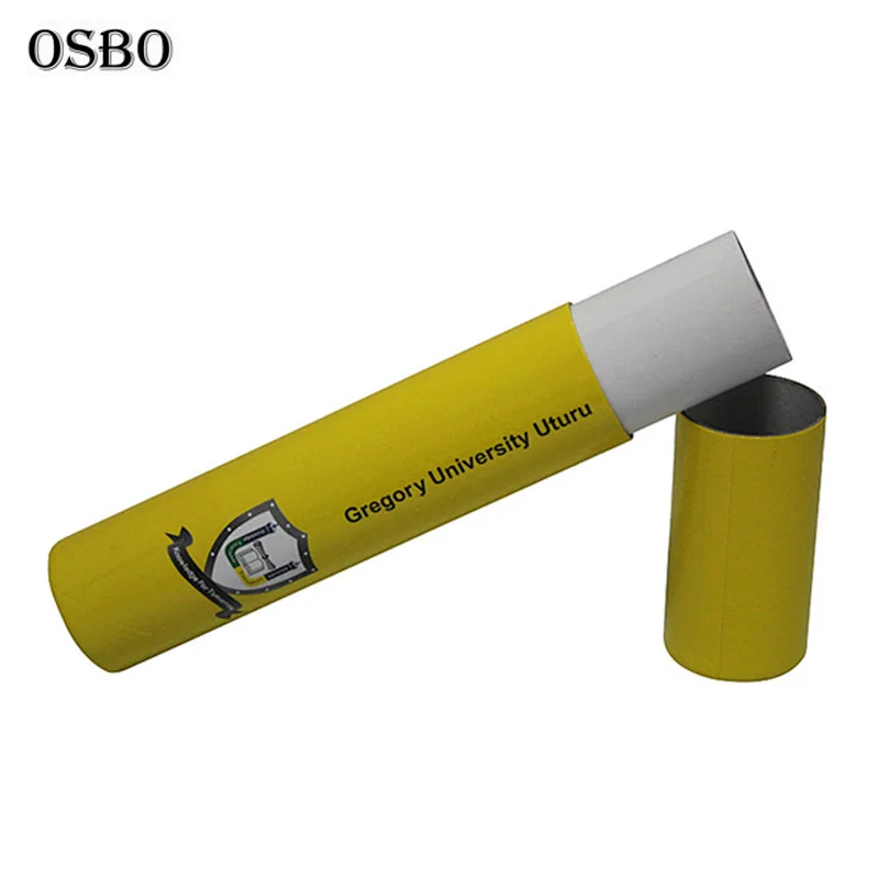 Yellow Paper Certificate Scroll Holder Diploma Cylinder Tube For Graduation