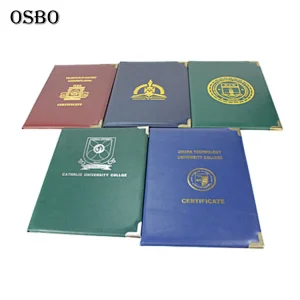 China Supply A4 Pu Leather Graduation Folded Diploma Cover