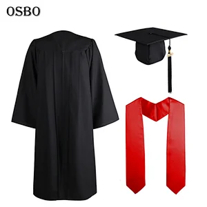 High Quality Black Adult Graduation Gown and Stole