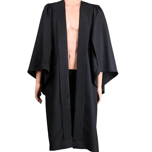UK Plain adult  black matte Bachelor Graduation Gown With Mortarboard Foldable