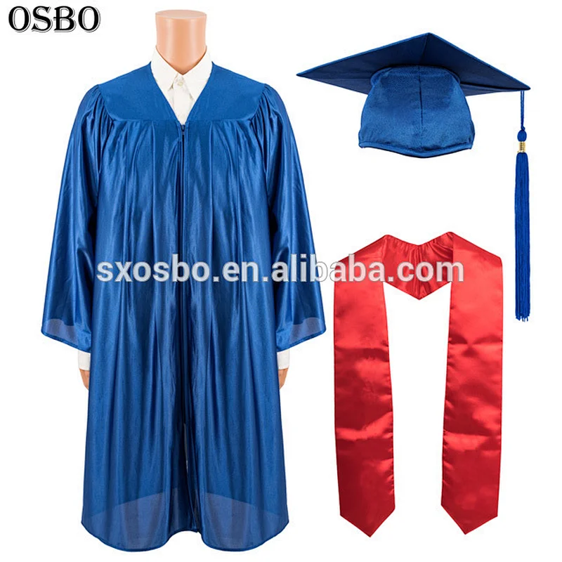 factory direct sale Wholesale customized graduation gown shiny polyester for student