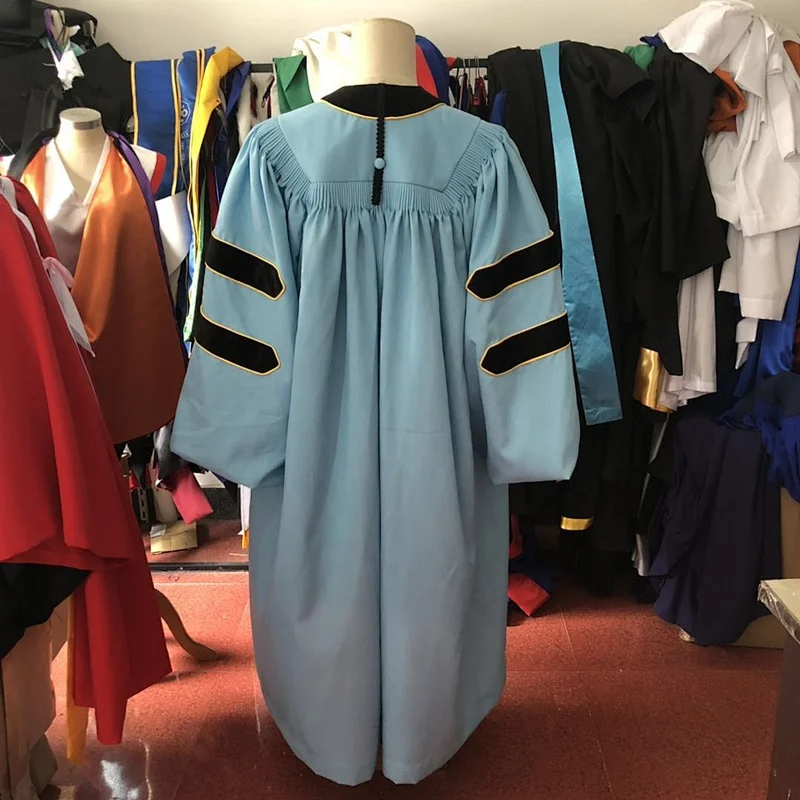 Custom Sky Blue With Black University Doctoral Bachelor Graduation Gowns with your Logo