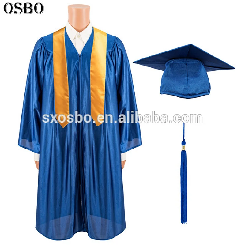factory direct sale Wholesale customized graduation gown shiny polyester for student