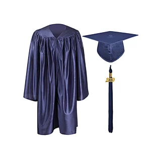 Baby Graduation Cap and Gown Shiny Navy