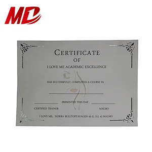 Customized 180GSM Sliver Foil Hot Stamping Award Degree Printing Certificate of A4 size
