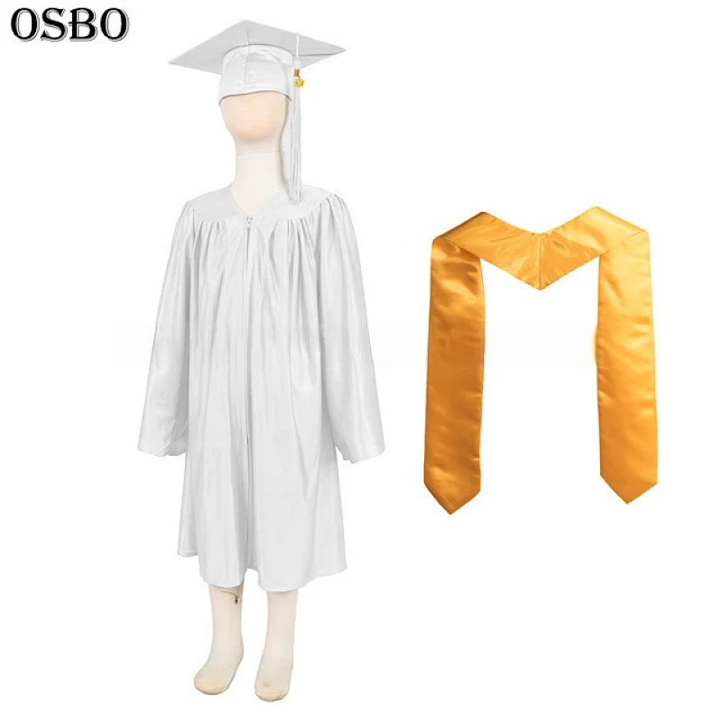 New High Quality Matte Fabric Children's Graduation Caps and Gowns Set for Sale