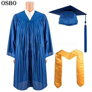 factory direct sale Wholesale customized graduation gown shiny polyester for student