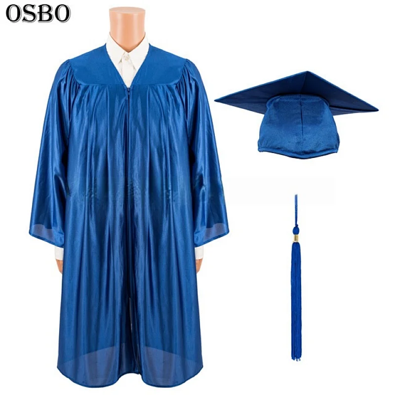 factory direct sale Wholesale customized graduation gown shiny polyester for student