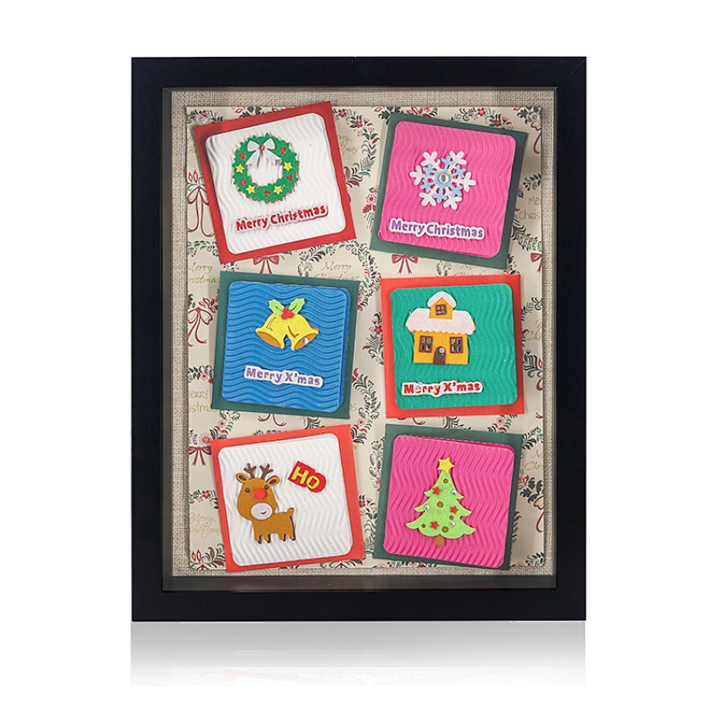 Bulk Christmas gift decoration picture frame standing photo frame deep wooden box display frame