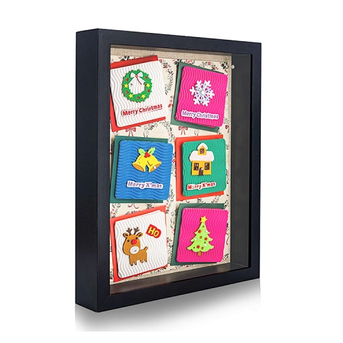 Bulk Christmas gift decoration picture frame standing photo frame deep wooden box display frame