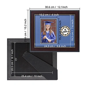 Wholesale Diploma Photo Graduation Photo Frame with Class Name School Seal Holder Navy Black Matting