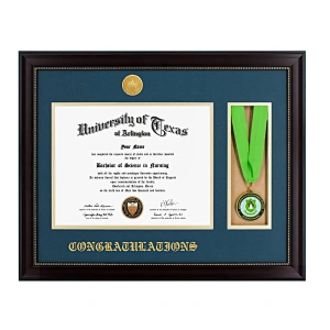 Amazon Hot sale Graduation Picture Diploma Certificate Frame with Medal Gold Medallion