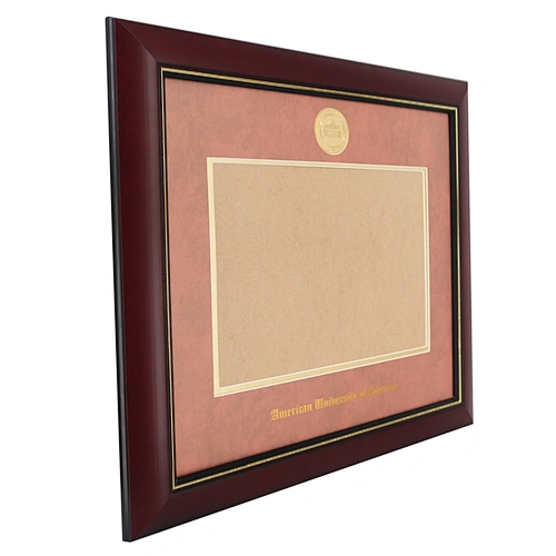 Classic Cherry Red Wood Diploma Frame Wholesale with Medallion Holder and Institute Name Gold Foiling