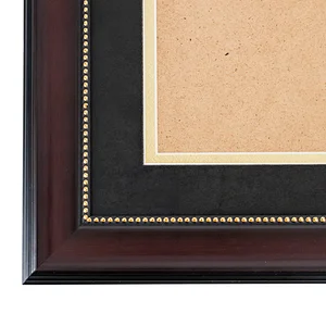 Cherry Wood Color Gold dot Finish Double Certificate Diploma Graduation Picture Frame with Gold Medallion