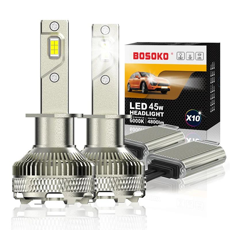 BOSOKO X10 系列 H1 汽车 LED 大灯 45W 6500 LM 汽车 LED 灯泡