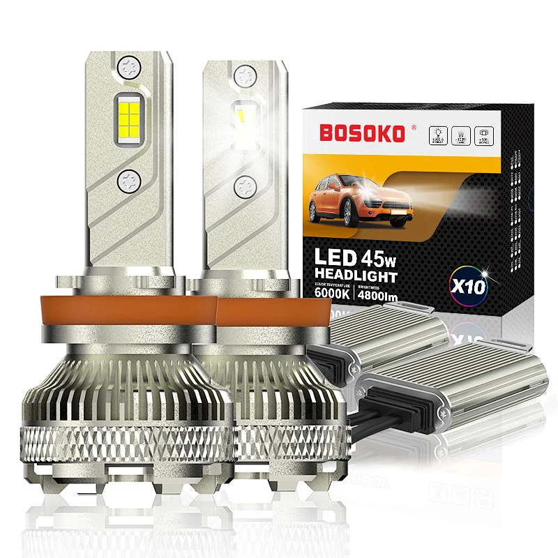 BOSOKO X10 系列 H11 LED 大灯汽车 LED 灯泡