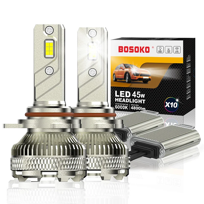 BOSOKO X10 系列 9012 汽车 LED 大灯 45W 6800 LM 汽车 LED 灯泡