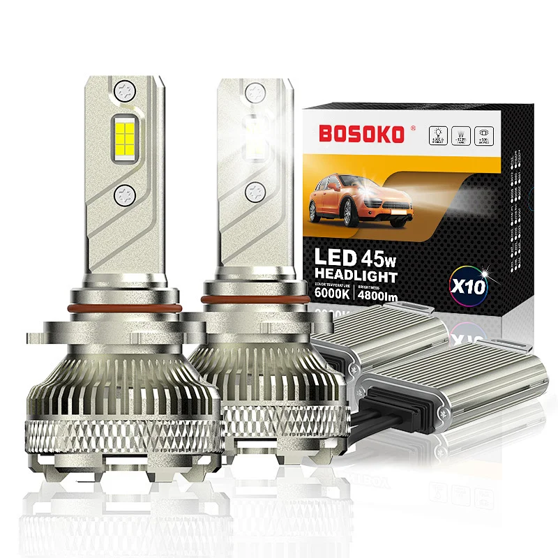 BOSOKO X10 系列 9006 汽车 LED 大灯 45W 6500 LM 汽车 LED 灯泡