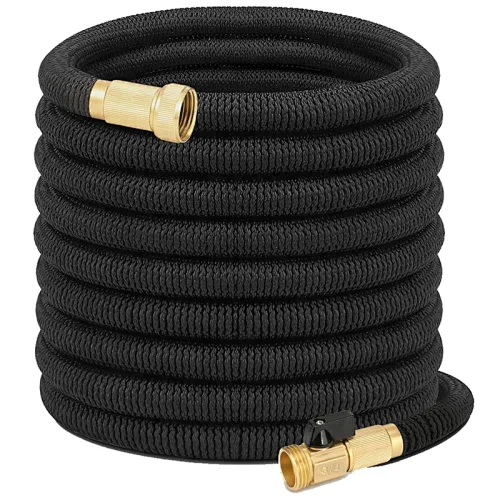25 FT double latex garden expandable hose with brass connector brass valve