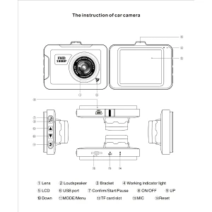 FHD 1080P 1,6 Zoll Autokamera