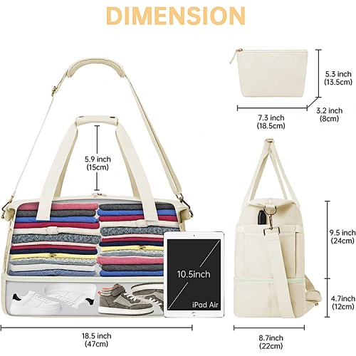 weekender bag with shoe compartment