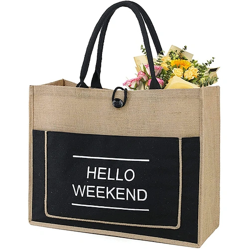 H&B Jute Shopping Bag - Designer Tote Bag | Trendy Bags | Shoulder Bag |  Fashionable Tote | Office Bags | Grocery Bag | Handbag | Jute Bag |  Reusable
