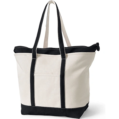 canvas tote bag with zipper