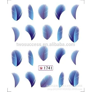 2016 Natural Feather Watermark UV Gel Korea Designed Nail Polish Art Decal Sticker