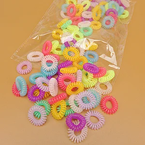 Wholesale Fashion Candy Color Elastic Line Telephone Wire Hairbands for Children Girls