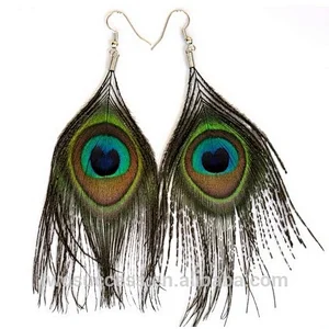 wholesale price for Women Fashion Carnival Peacock Feather Earrings