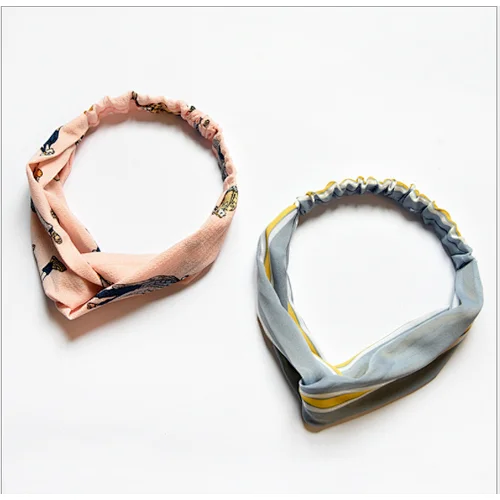 Wholesale 32 Pattern Fashion Handmade Fabric Elastic Plaid Baby Girls Tie Headbands