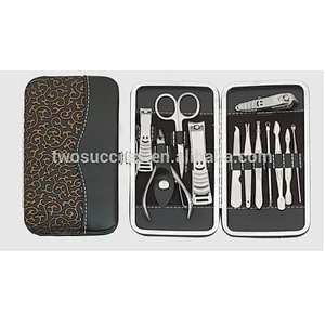 Wholesale Good quality Home 12PCS Clippers Tweezers Cuticle kits grooming mini size beauty nail care manicure pedicure set
