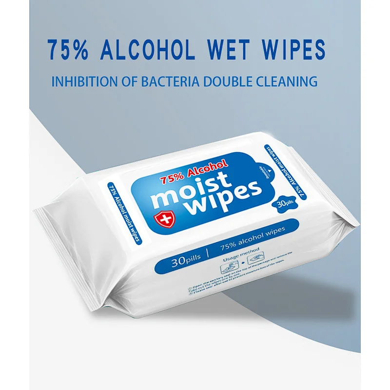 Baby Pure Wate Unscented Disinfecting Refreshing Wipes Disinfect 75% Alcohol Wipes Wet Tissue 30pcs/bag