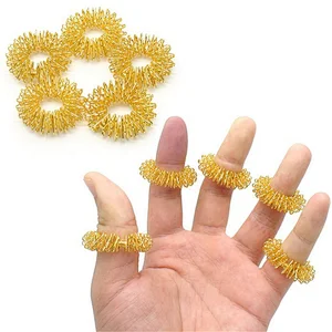 Gold Silver Color Options Finger Relax Acuppoint Stimulate Finger Acupressure Massage Ring