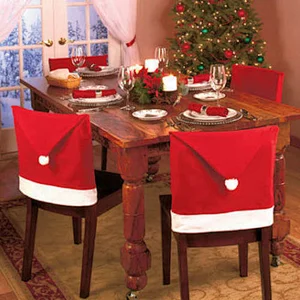 High quality Red christmas hat non-woven chair cover holiday supplies