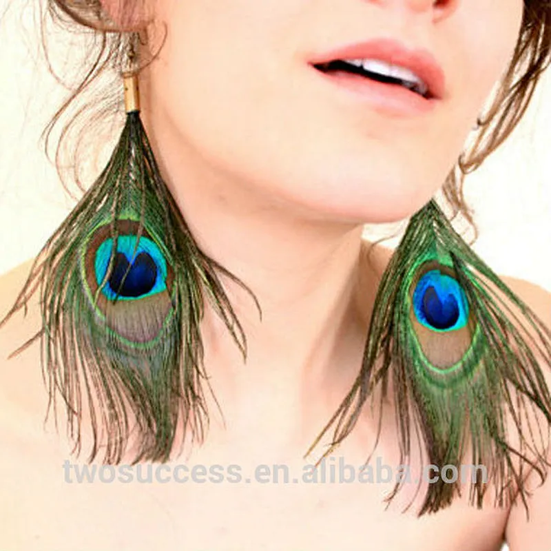 wholesale price for Women Fashion Carnival Peacock Feather Earrings