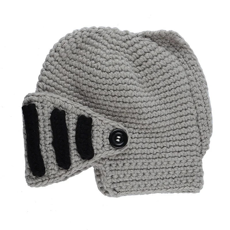 Winter Fashion Keep Warm Men Unisex Roman Knight Helmet Caps Cool Handmade Knit Hats