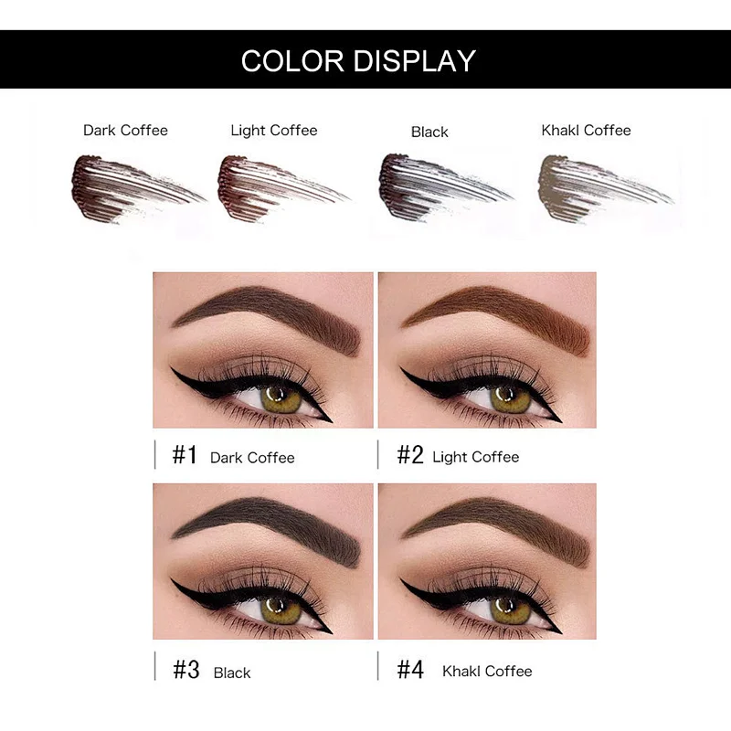 Natural Makeup Quick-Dry Longwear Waterproof Color Eyebrow Dye Gel with Brush