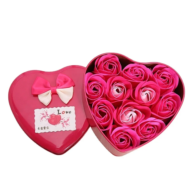 11 Pcs Rose Ccented Bar Soap Flower Petal Bath Body Soap Heart Wedding Party Gift