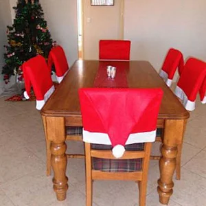 High quality Red christmas hat non-woven chair cover holiday supplies